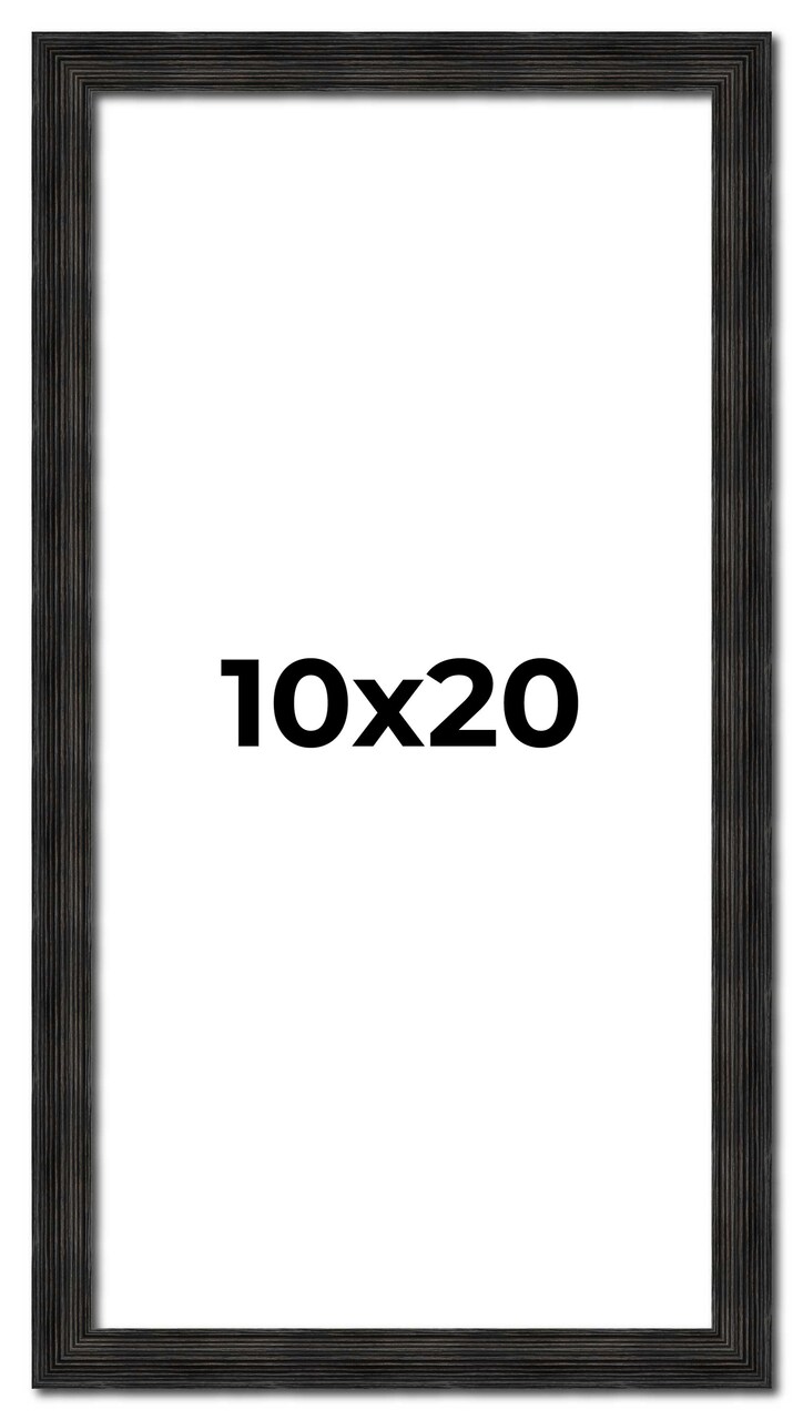 10x20 Thin Barnwood Picture Frame with UV-Resistant Acrylic & Acid Free Backing, Available in 2 Paint Finishes - Grey and Black
